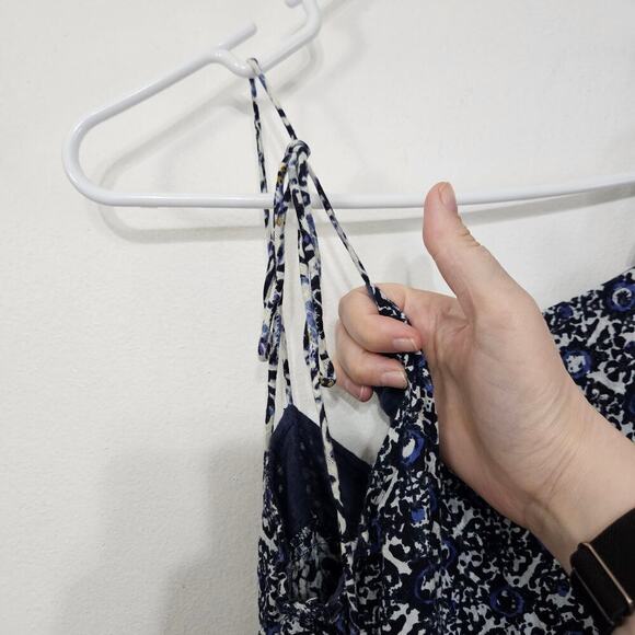 Sadie & Sage Tiered Eyelet Midi Dress Floral Sleeveless Tie Straps Sz Small Boho - Picture 4 of 11